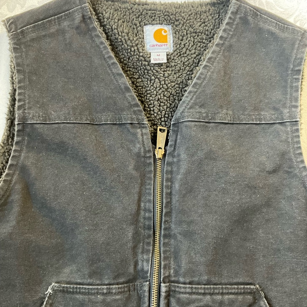 Carhartt Sherpa Fleece Lined Duck Canvas Vest V26 Men's Size Med New Without Tag - Picture 6 of 8